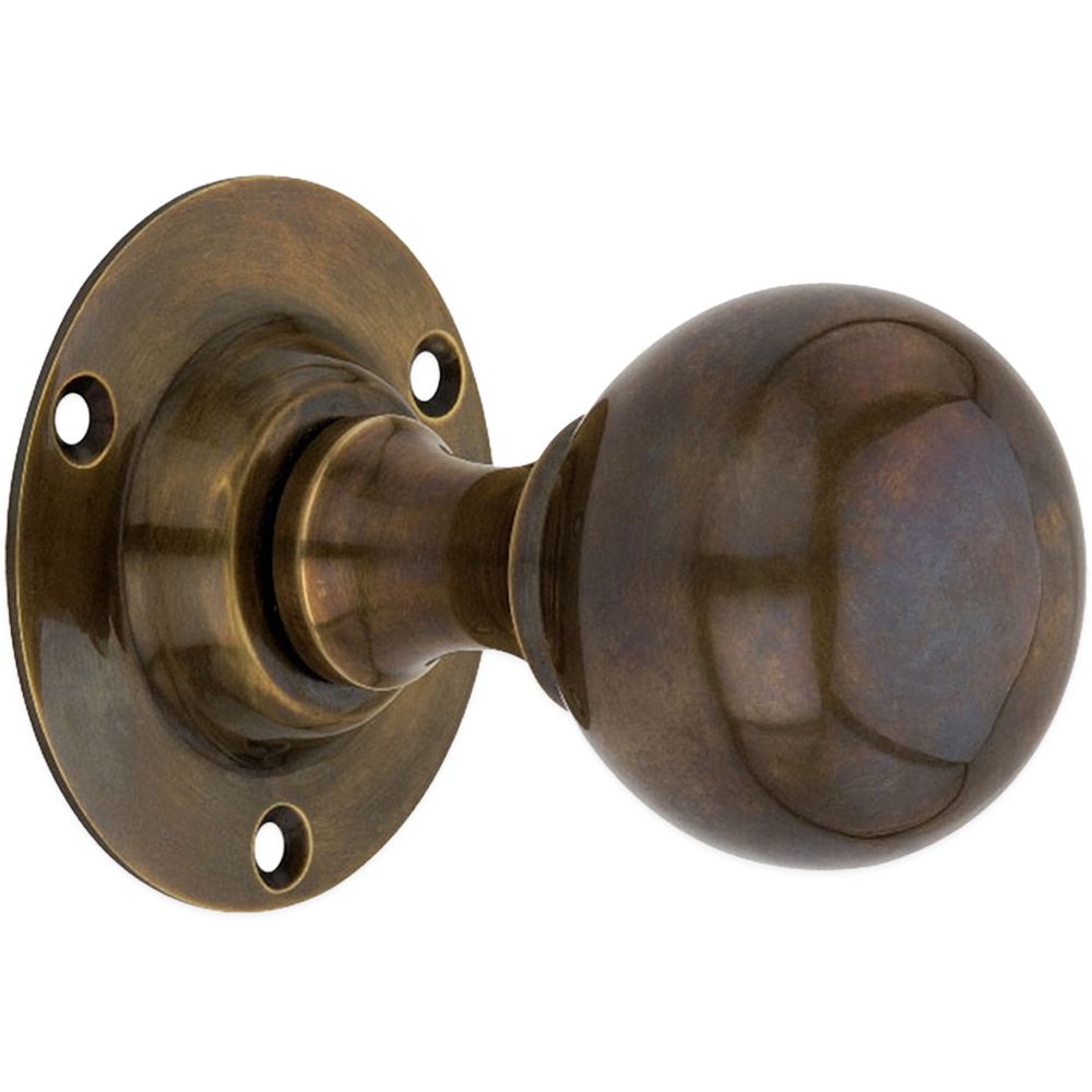 Spira Brass Antique Ball Mortice Door Knob 2 Pack Image 3