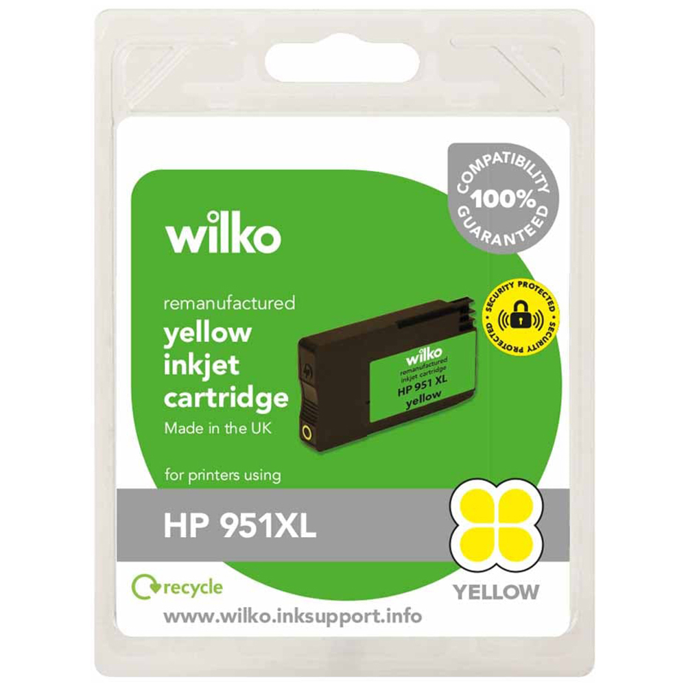 wilko HP 951XL Yellow Remanufactured Inkjet Cartridge Image