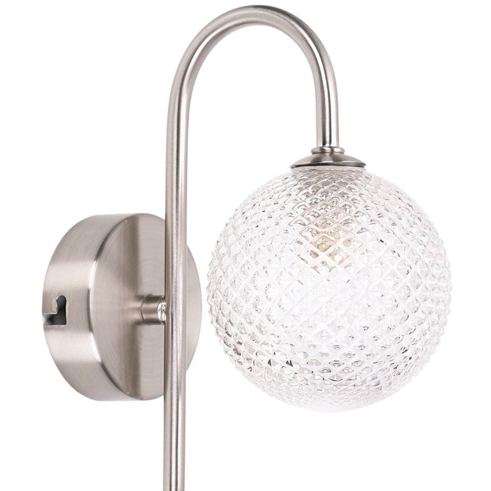 ValueLights Elle Brushed Chrome Cut Glass LED Wall Light Image 1