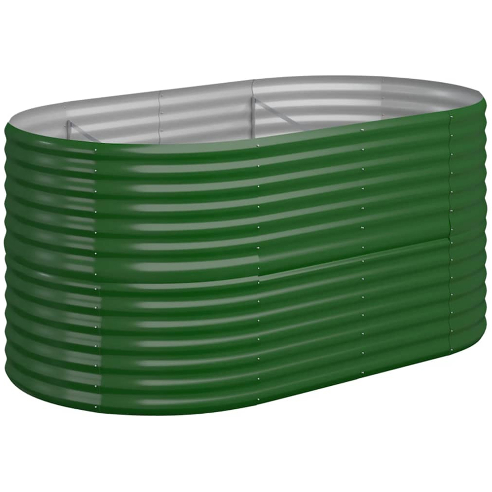 vidaXL Green Galvanised Steel Oval Raised Garden Bed 152 x 80 x 68cm Image 1