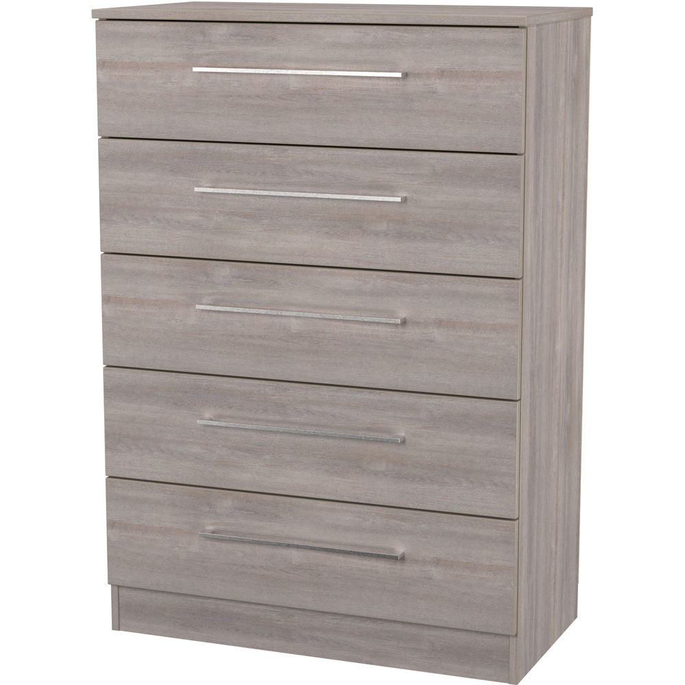Crowndale Worcester 5 Drawer Grey Oak Chest of Drawers Ready Assembled Image 3
