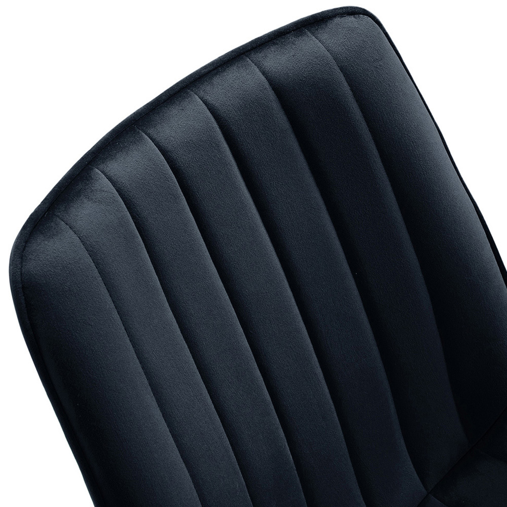 Living and Home Set of 2 Black Dutch Velvet Dining Chair Image 6