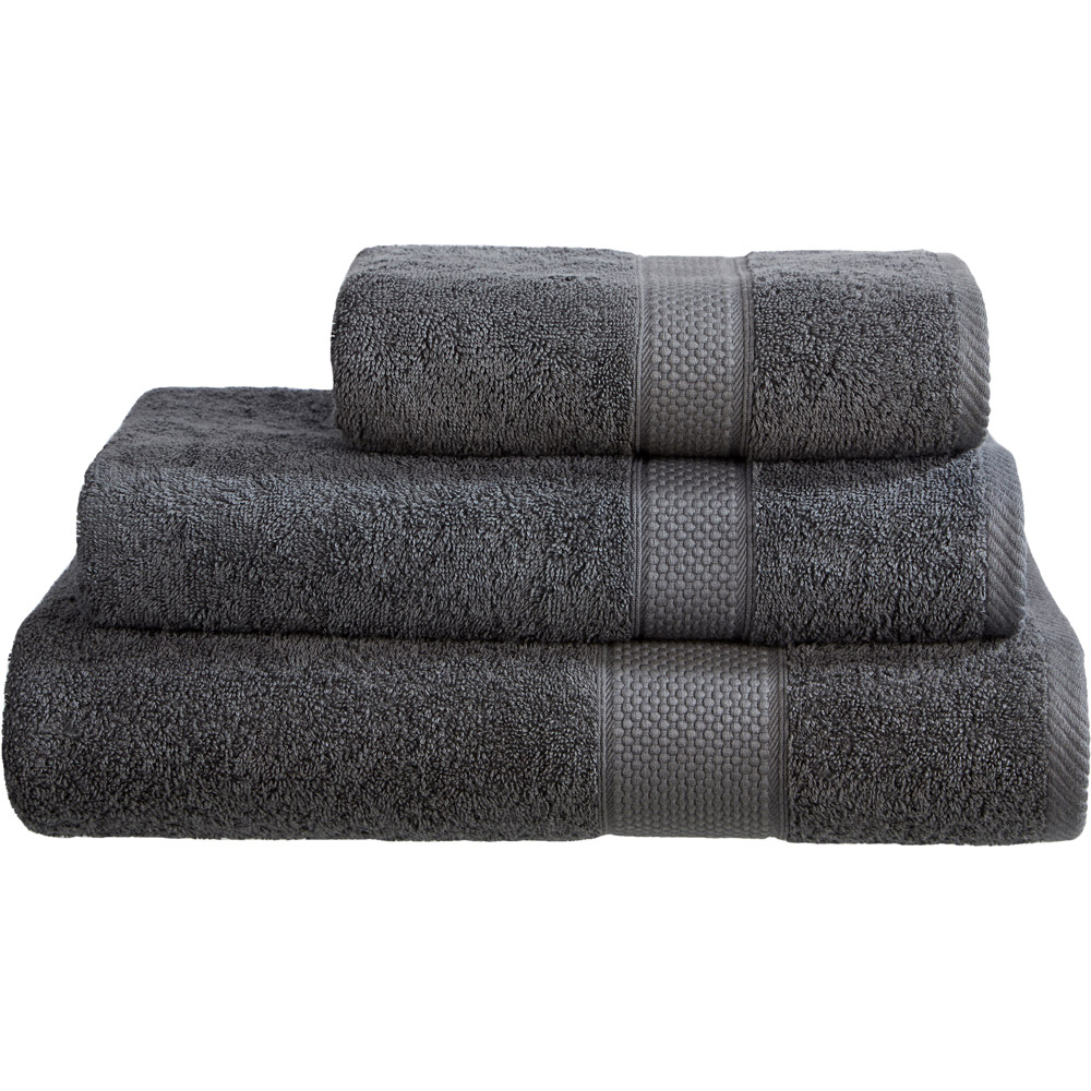 Imperial Ringspun Combed Cotton Grey Turkish Bath Towel 2 Pack Image 1