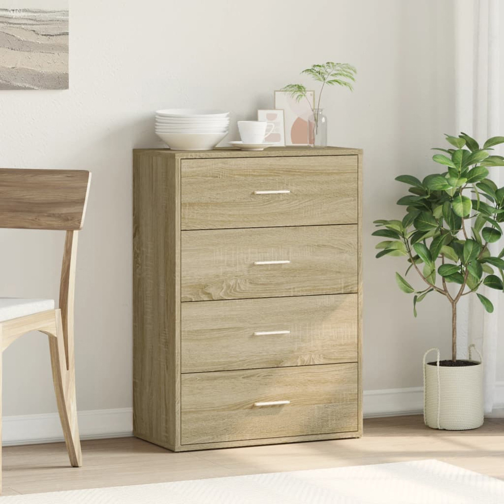 vidaXL 4 Drawer Sonoma Oak Wide Sideboard Image 8