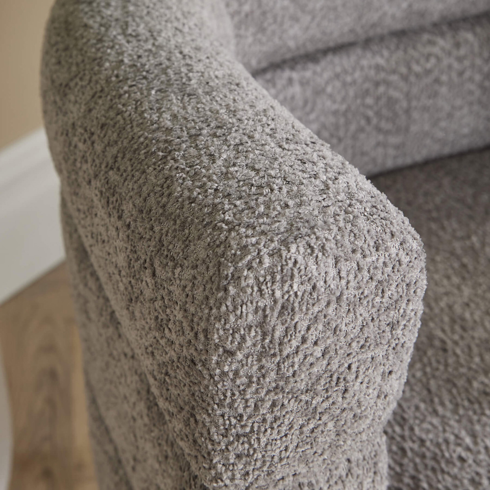 Home Source Grey Boucle Teddy Fur Barrel Accent Chair Image 3