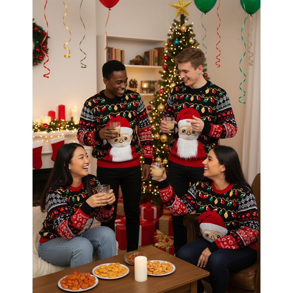 Noel Square Unisex Santa Crew Neck Light Up Christmas Jumper Small Multicolour Image 5