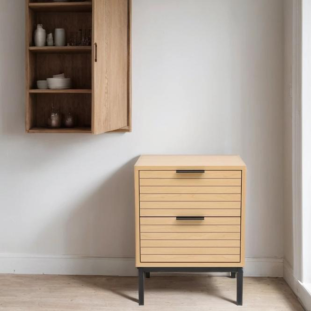 H&O Direct 2 Drawers Small Rustic Wooden Side Cabinet Image 4