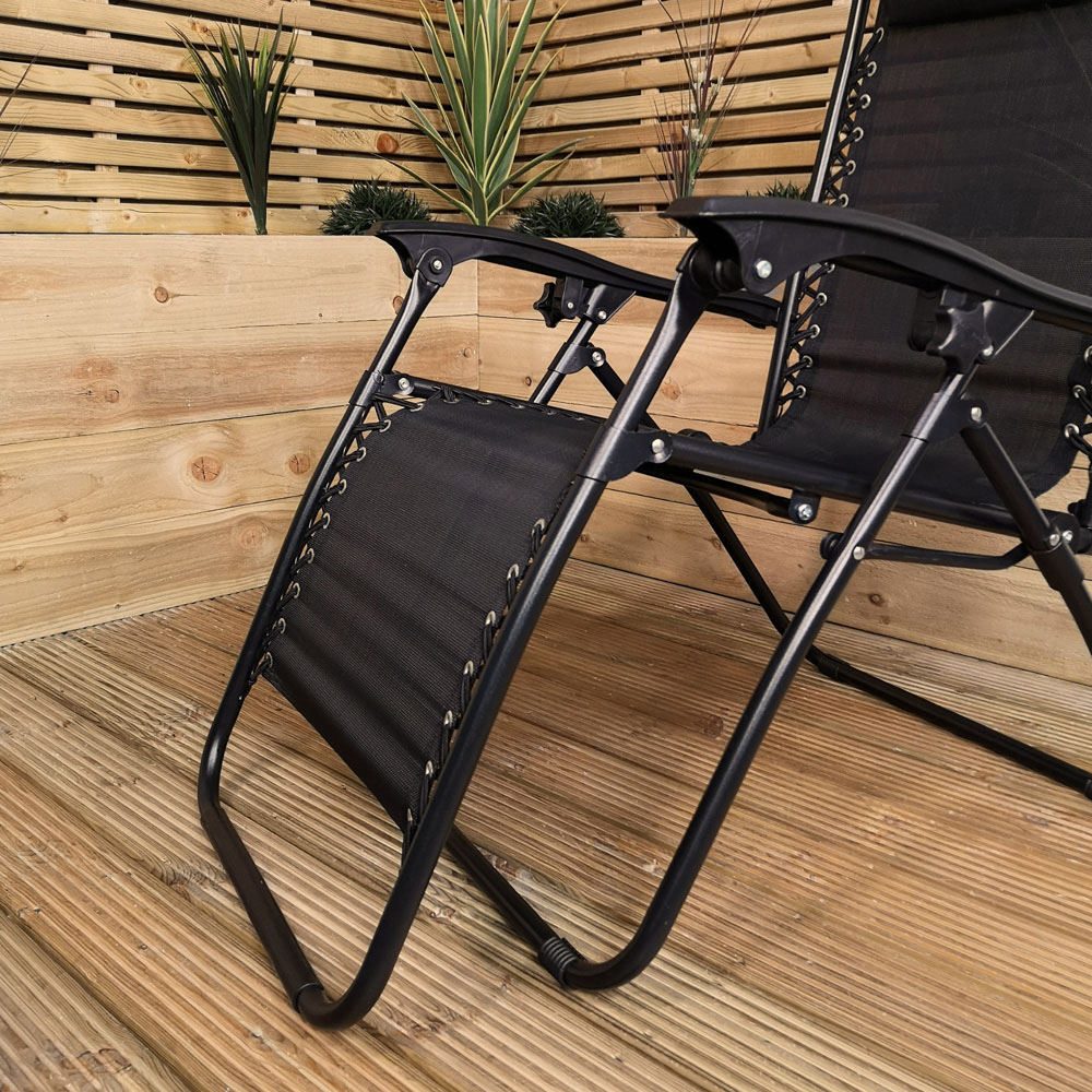 Samuel Alexander Black Multi Position Textoline Garden Lounger Image 6