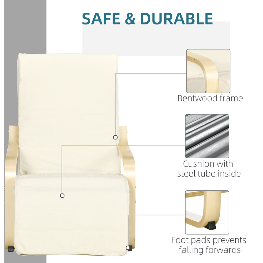 Portland Cream White Wooden Lounging Chair Image 6