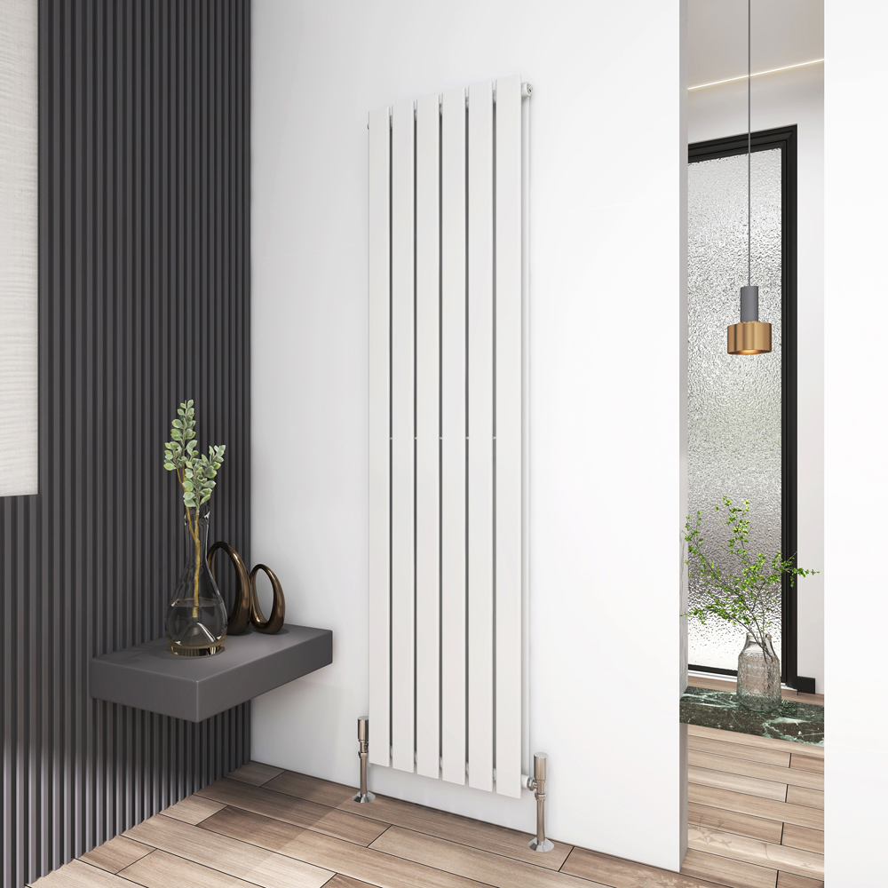 White 6663 BTU Double Flat Panel Vertical Column Radiator 1800 x 408mm Image 2