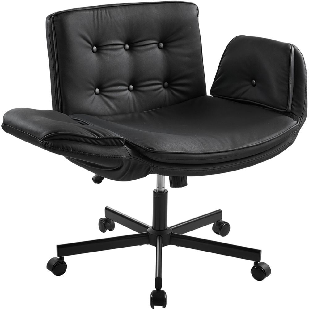 Living and Home Black Widened Seat Office Chair with Wheels Image 4