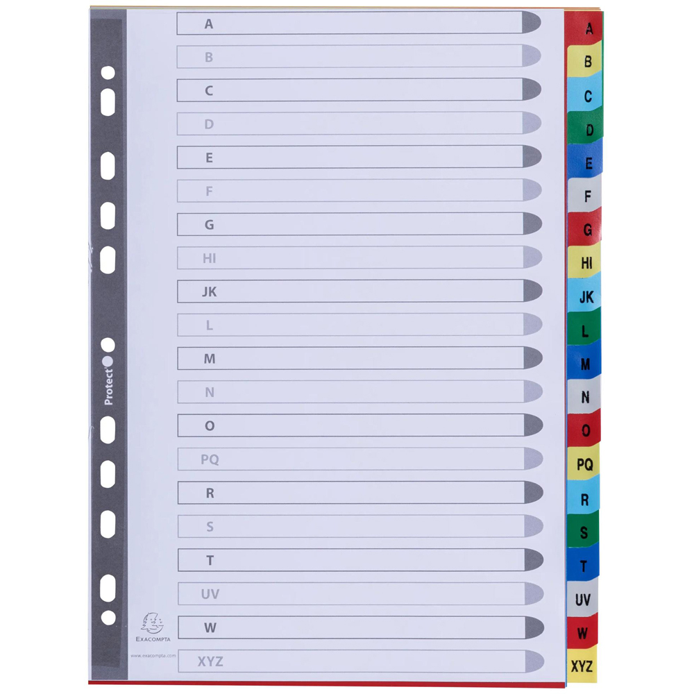 Exacompta A4 Assorted Colour Polypropylene A-Z Divider 20 Pack Image 3