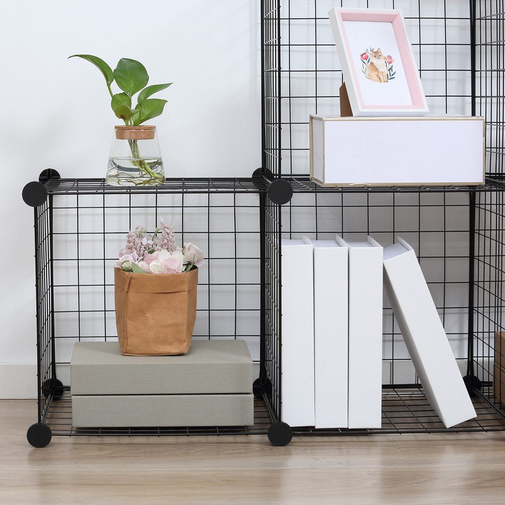 Portland 6 Cube Black Interlocking Metal Storage Unit Image 6