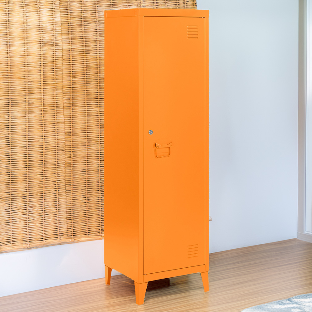 MMT Furniture Designs Single Door Orange Metal Locker Cabinet Image 1