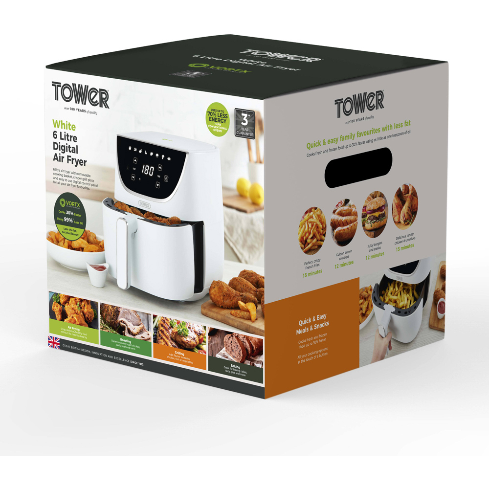 Tower T17127WHT Vortx 6L White Digital Air Fryer 1700W Image 8