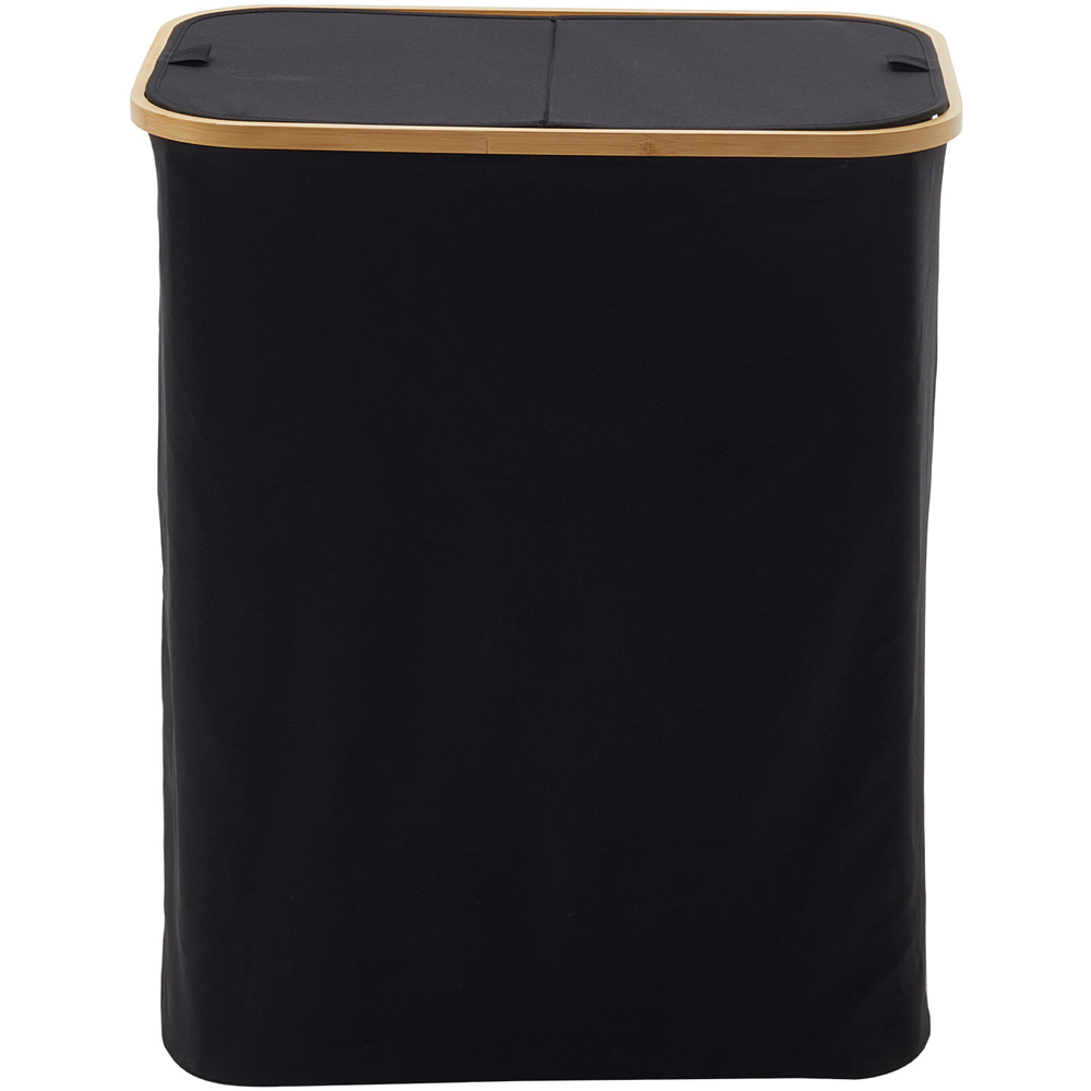 Living and Home 2 Compartment Black Laundry Basket with Lid 150L Image 1