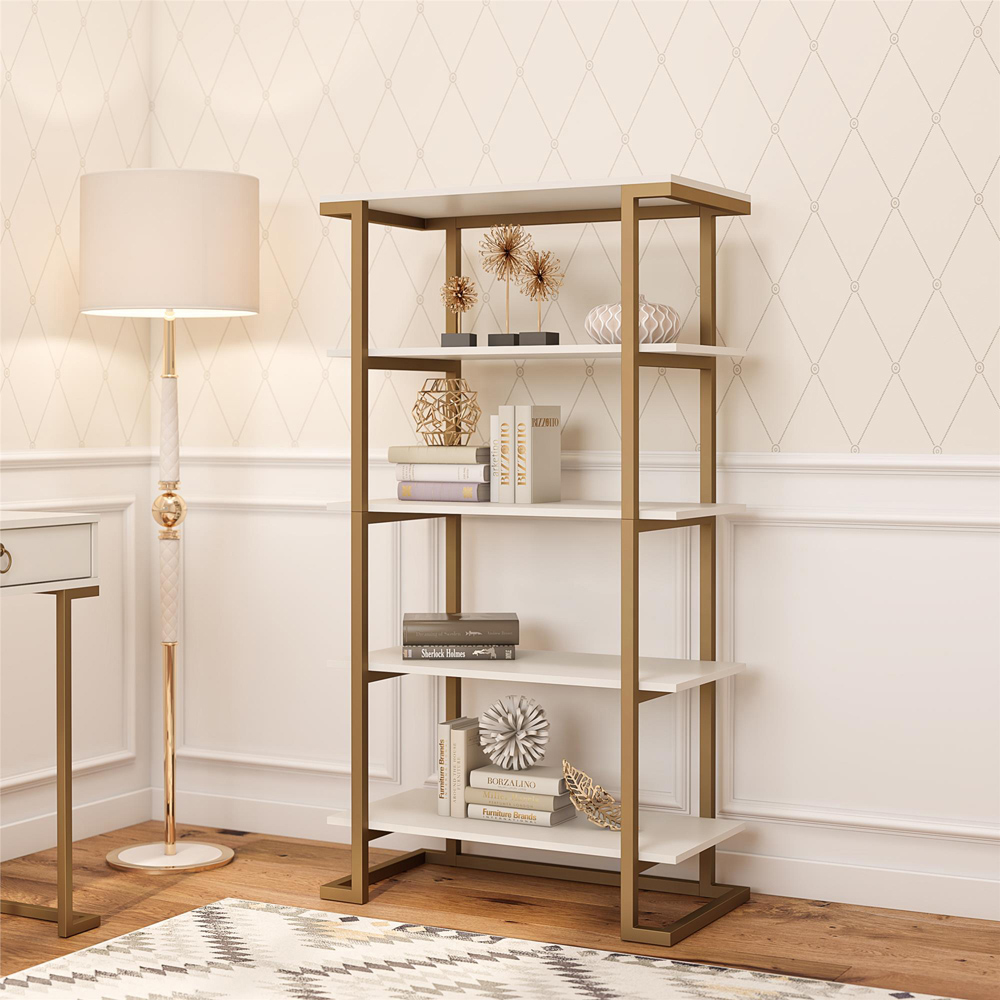 Dorel Home Camila 5 Shelf White Bookcase Image 4