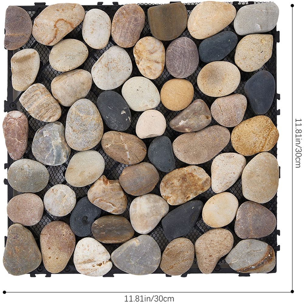 Living and Home Natural Non Slip Faux Pebble Interlocking Floor Tile 6 Pack Image 9