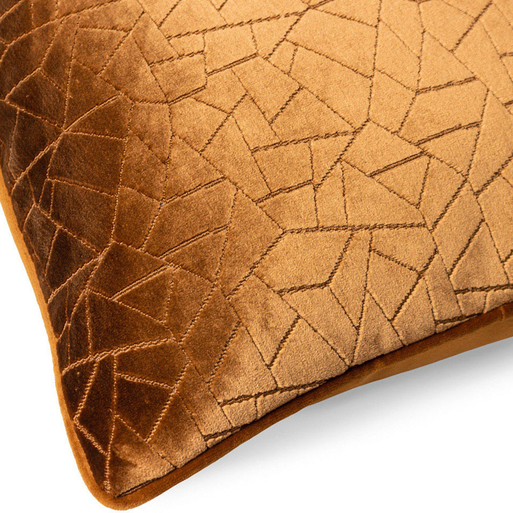 Hoem Malans Bronze Cut Velvet Piped Cushion Image 5