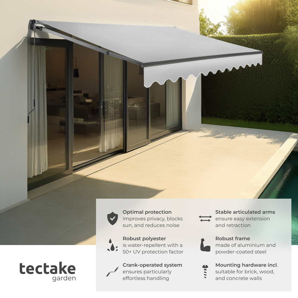 tectake Ornella Light Grey Retractable Awning 3 x 2.5m Image 6