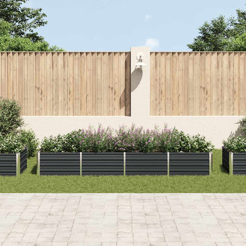vidaXL Anthracite Galvanised Steel Raised Garden Bed 45 x 80 x 320cm Image 2