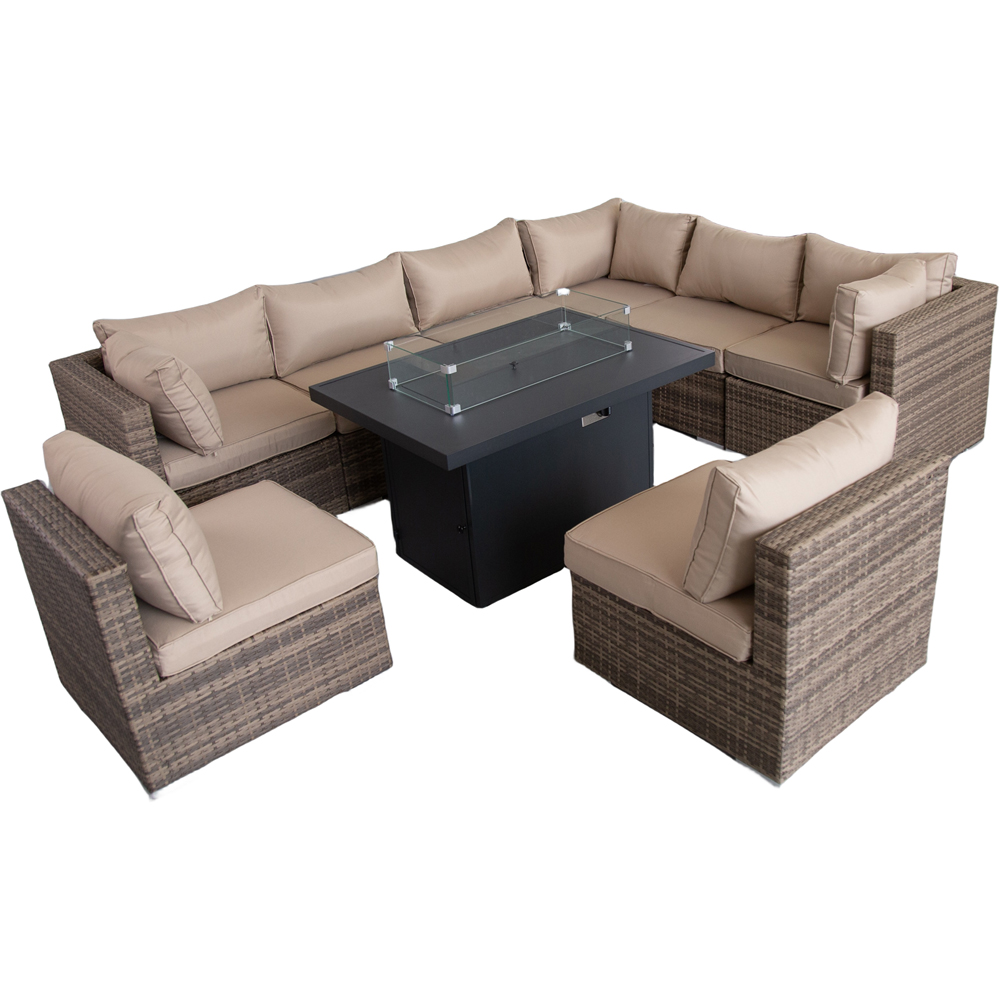 Furniture One 8 Seater Yellow Outdoor Patio Fire Pit Rattan Furniture Set Image 4