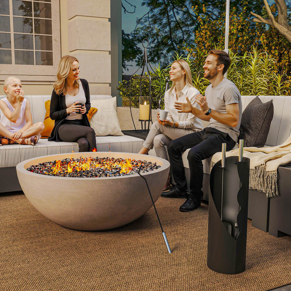 Outsunny 4 Piece Black Metal Fireplace Companion Set Image 2