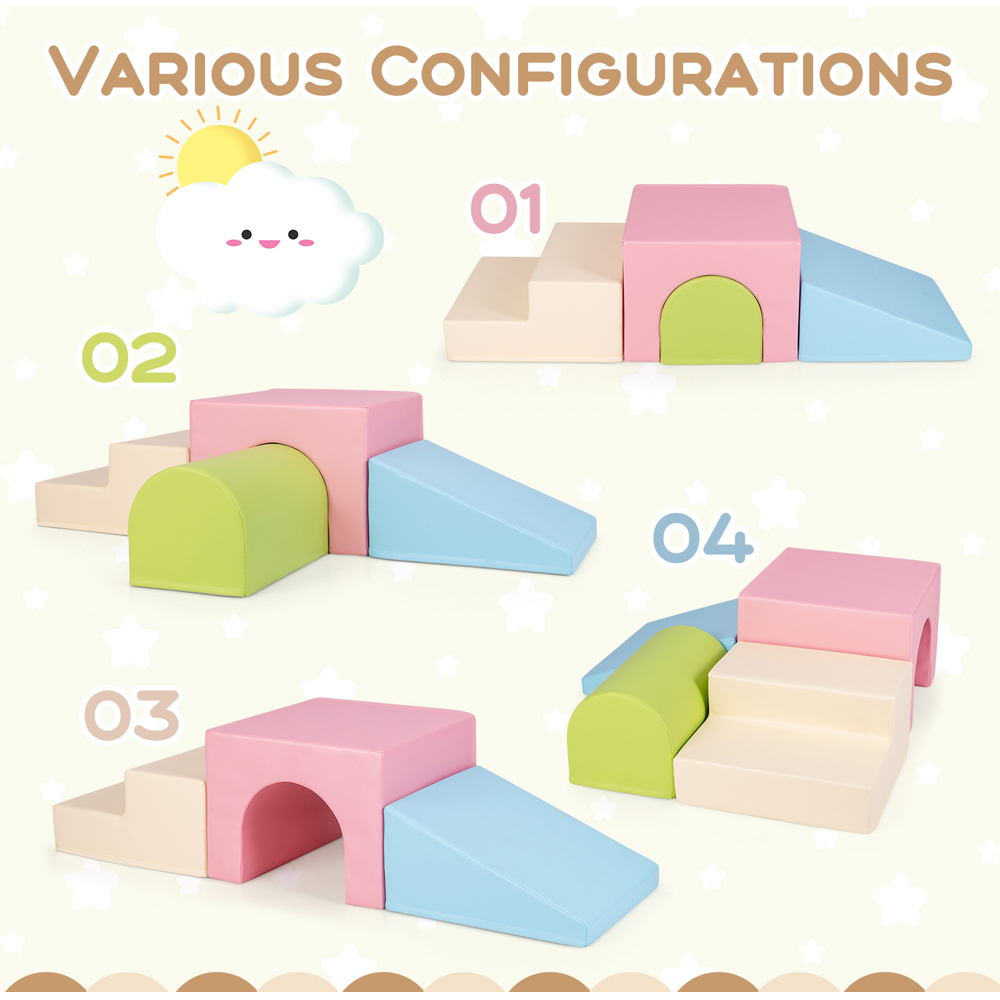 Costway Pink Infant Baby and Toddlers Climb and Crawl Playset 4 Piece Image 6