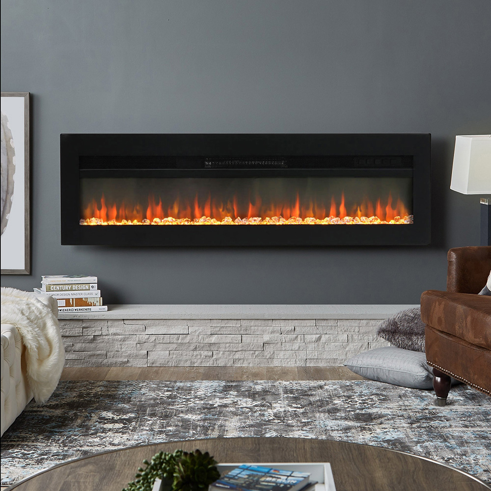 Living and Home 9 Flame Colour Mounted Inset or Freestanding Electric Fireplace with Remote 70 inch Image 6