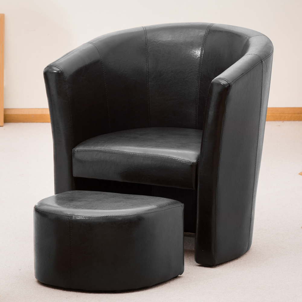 Artemis Home Halewood Black Tub Chair with Foot Stool Image 2