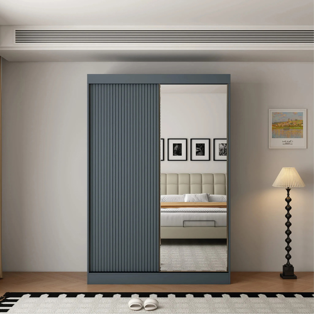 ARTESA Berlin 2 Door Dark Grey Mirrored Sliding Wardrobe Image 3