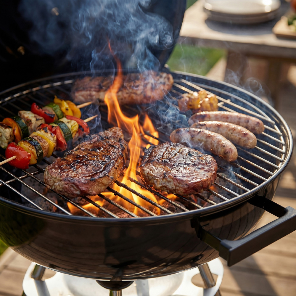GARDEN VIDA Memphis Red and Black Freestanding Kettle Grill BBQ Image 4