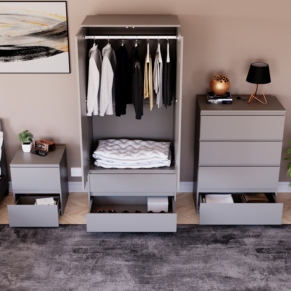 Vida Designs Denver Grey 3 Piece Bedroom Furniture Set Image 4