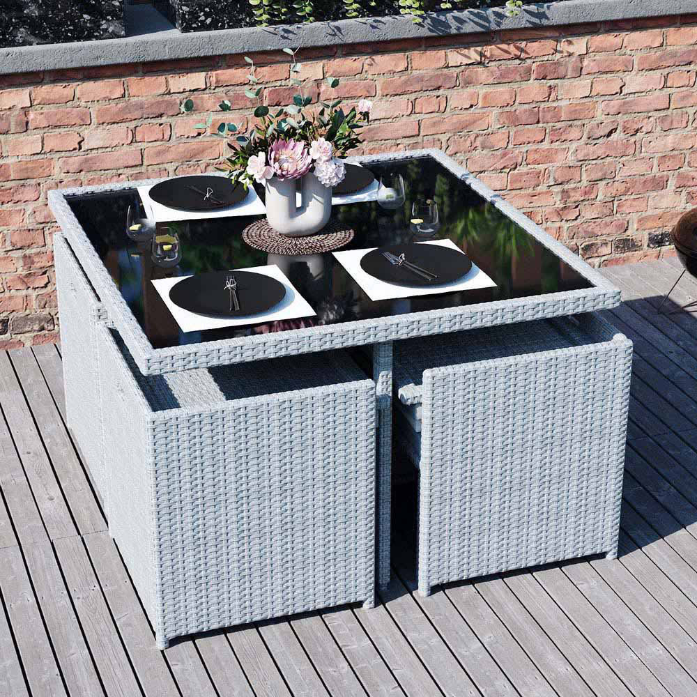 Garden Vida Cuba Rattan Effect 8 Seater Garden Dining Set Grey Image 4