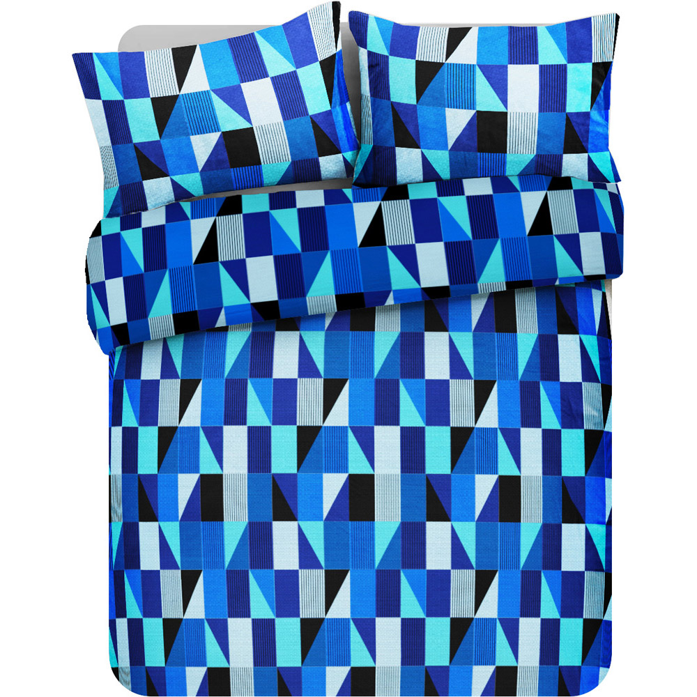 Velosso Jazz Single Blue Geometric Reversible Duvet Cover Set Image 4