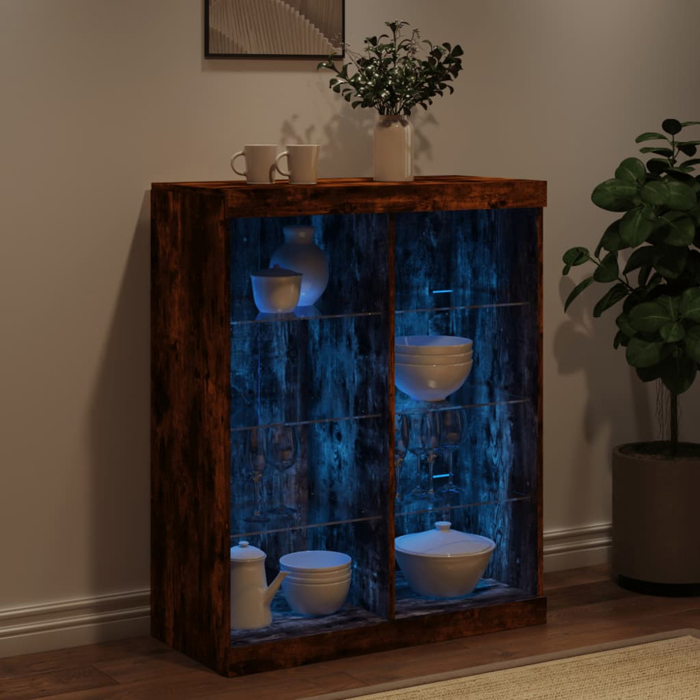 vidaXL 8 Shelf Smoked Oak Sideboard with LED Lights Image 9