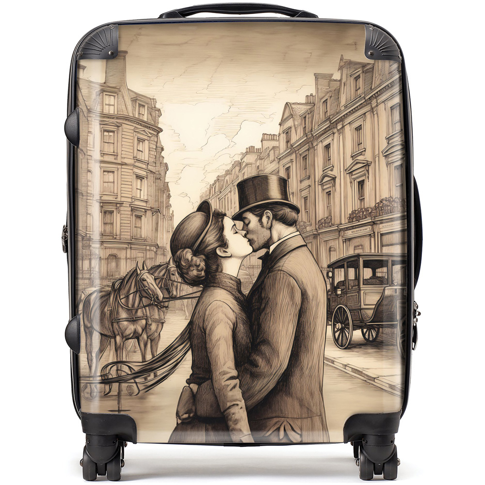 Warren Reed Designer Large Sharing a Kiss Suitcase Image 1