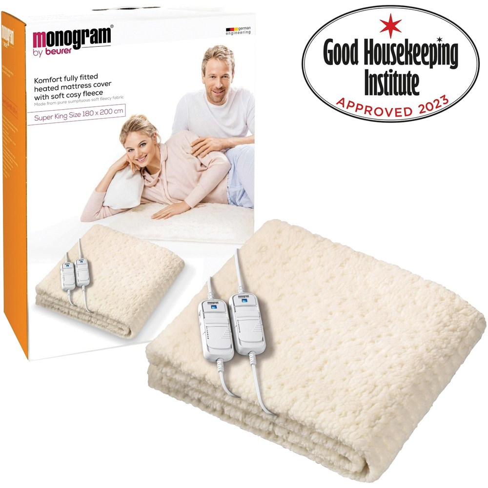 Beurer Monogram Komfort Super King Size Cream Fitted Heated Mattress Cover with Dual Controller Image 2
