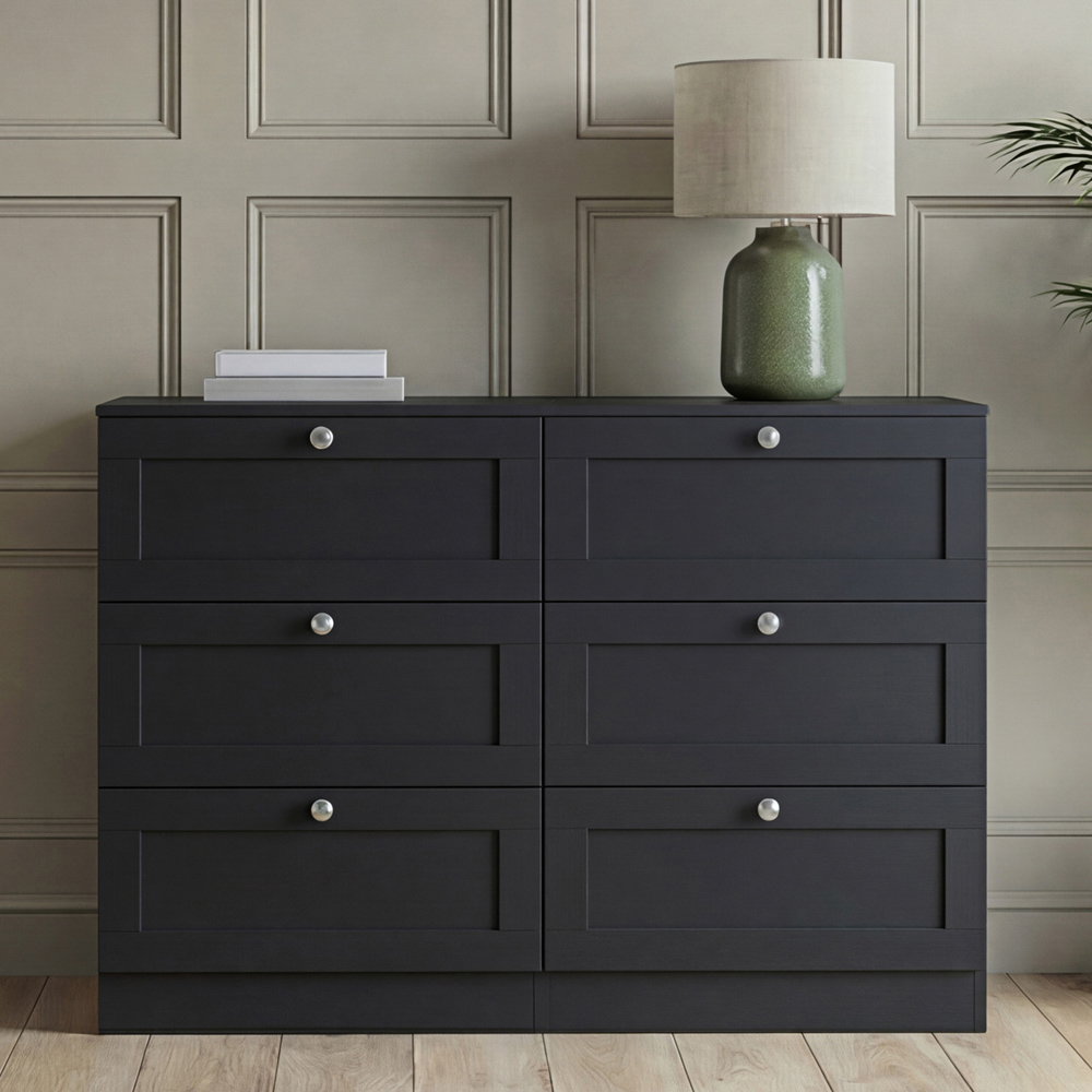 VIDA DESIGNS Altino 6 Drawer Black Shaker-Style Chest of Drawers Image 4