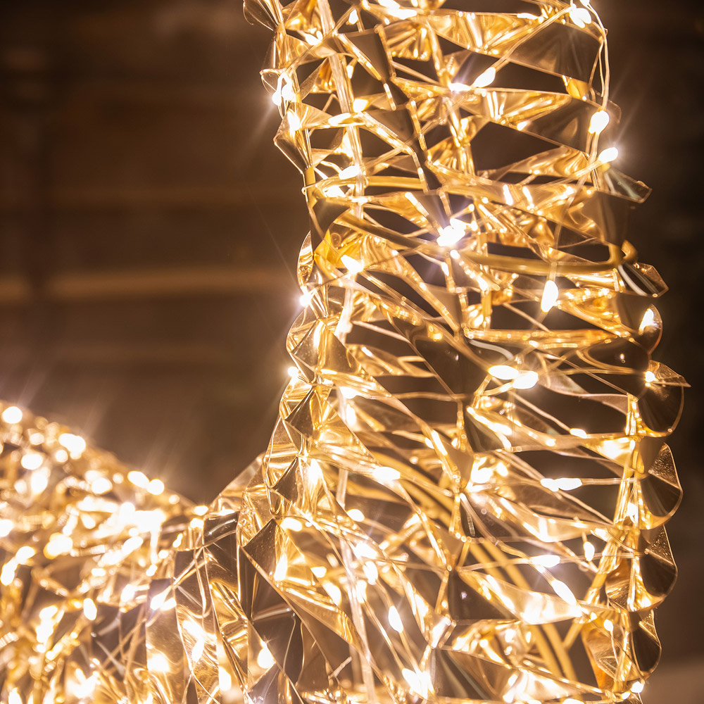 The Christmas Centre 600 Warm White LED Micro Lights Pre-Lit Gold Laser Lit Deer 80cm Image 2