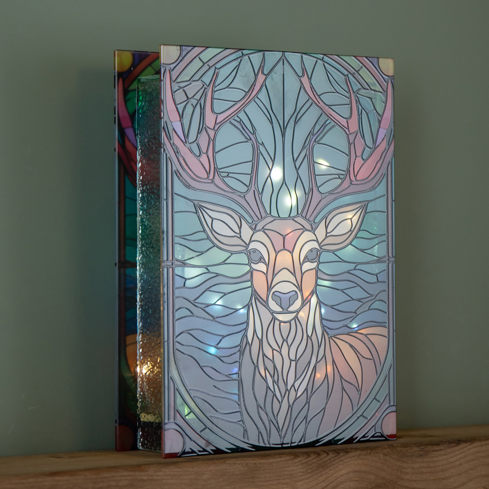 Samuel Alexander Warm White LED Stag Stained Glass Christmas Decoration 28cm Image 3