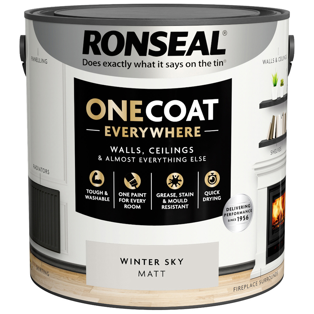 Ronseal One Coat Everywhere Winter Sky Matt Interior Paint 2.5L Image 2