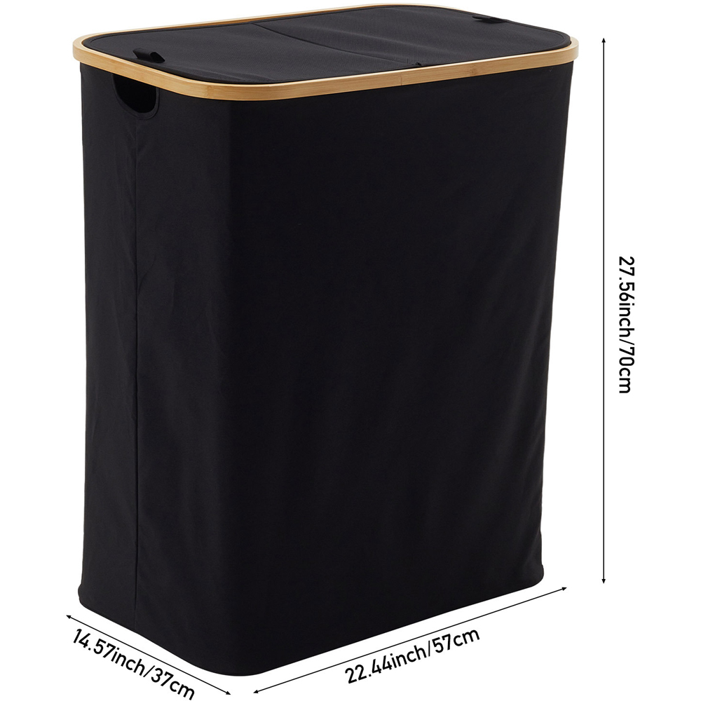 Living and Home 2 Compartment Black Laundry Basket with Lid 150L Image 8