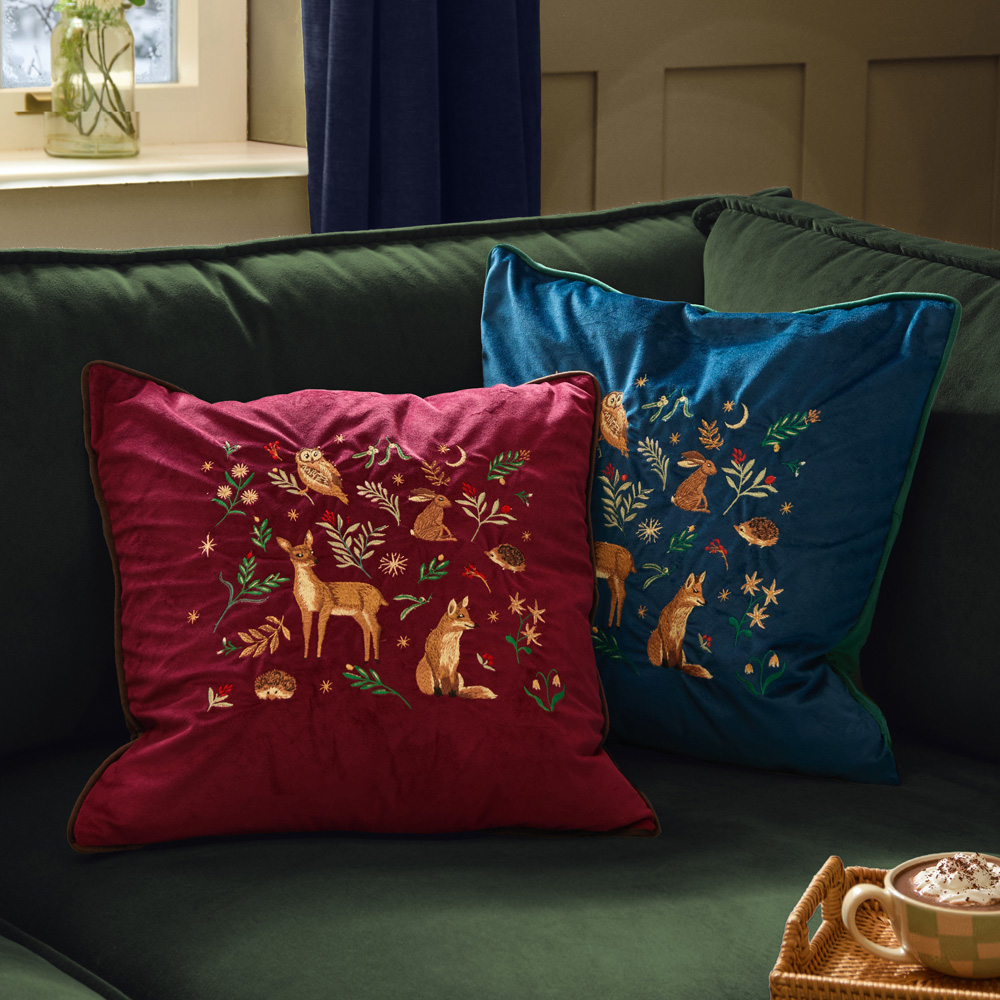 Furn Berry Woods Burgundy Velvet Reversible Cushion 45 x 45cm Image 6