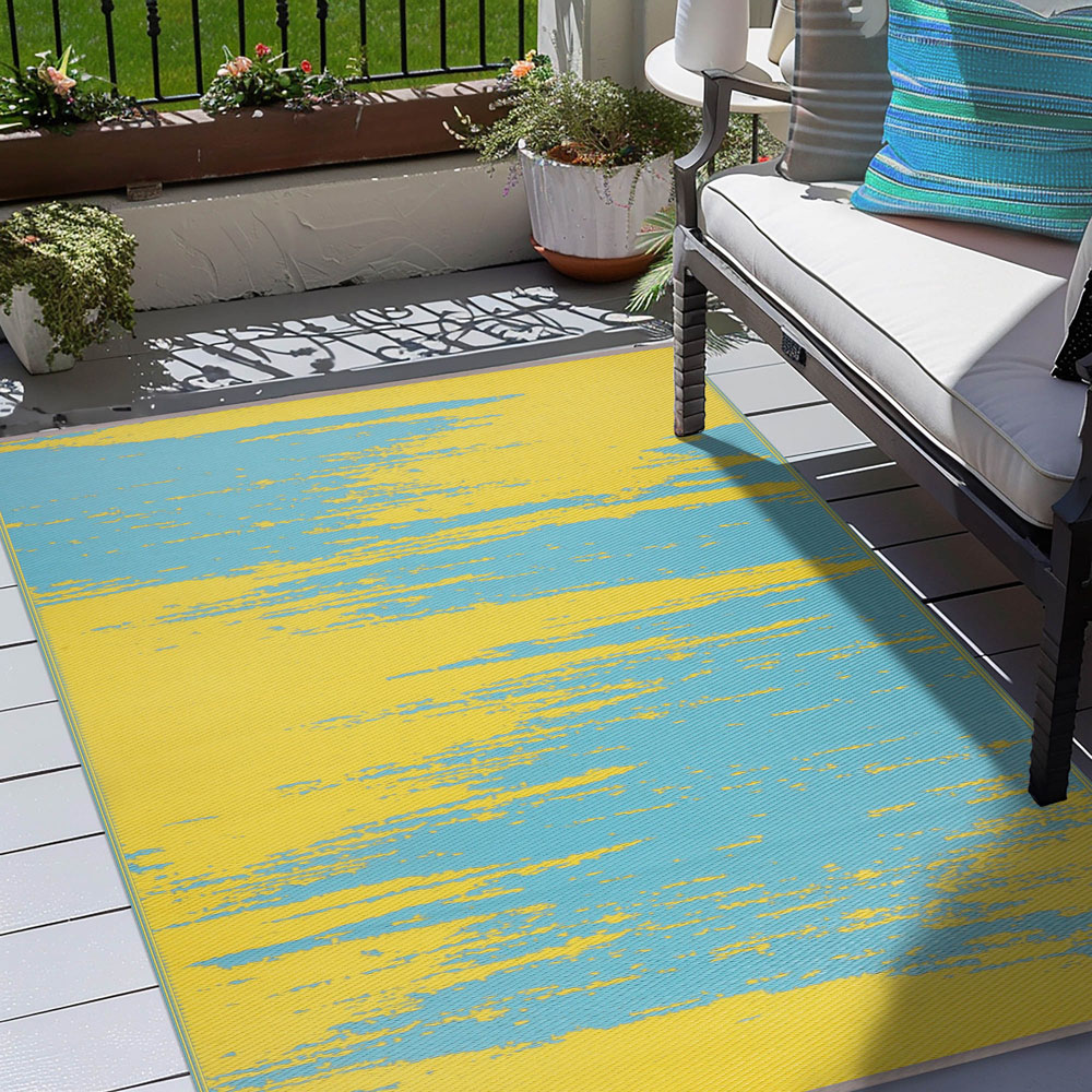 Green Decore Liza Aqua Blue and Yellow Outdoor Rug 120 x 180cm Image 5