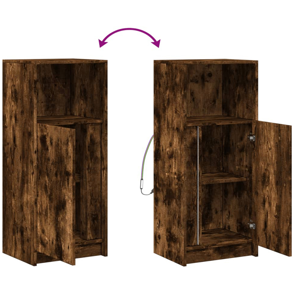 vidaXL Single Door Single Shelf Smoked Oak Sideboard with RGB LED Lights Image 9