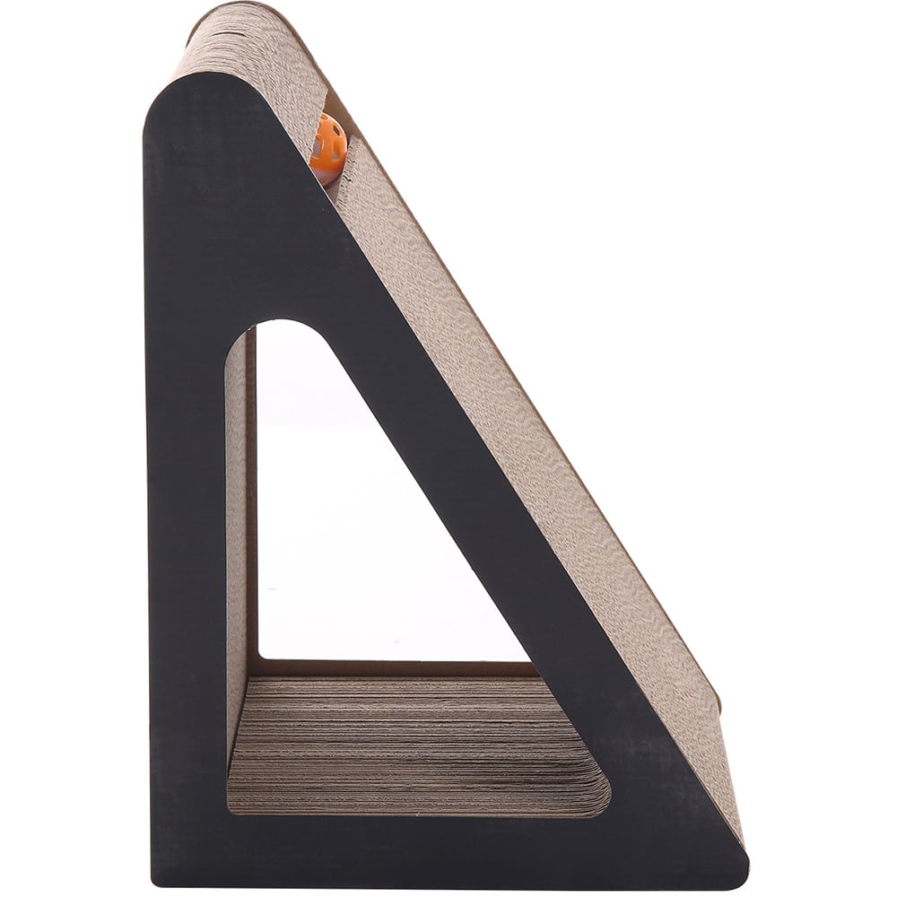 H&O Direct Triangle Corrugated Paper Cat Scratching Post with Bell Ball Image 4