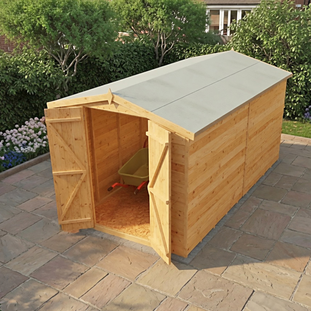 Shire 12 x 6ft Double Door Dip Treated Overlap Apex Shed Image 4