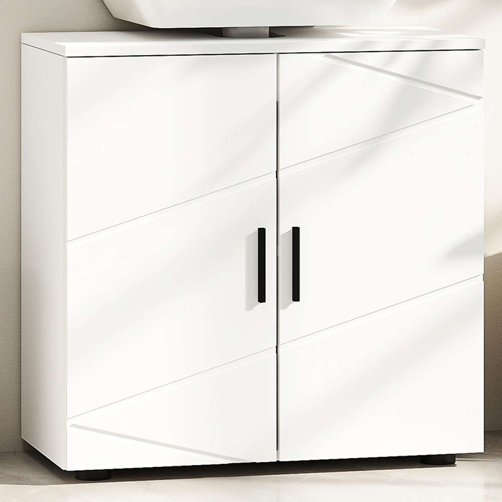 Kleankin 2 Door White Under Sink Bathroom Cabinet Image 1