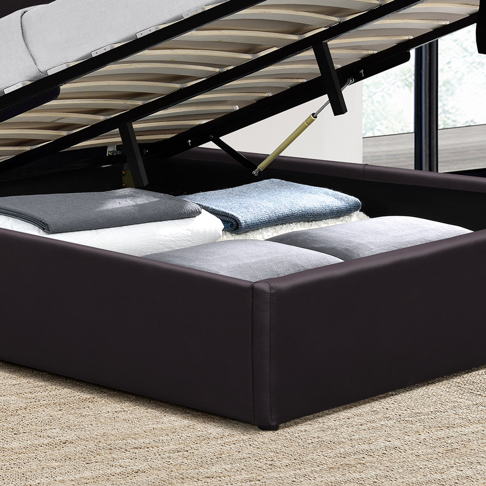 Brooklyn King Size Brown Faux Leather Gas Lift Ottoman Bed Image 3